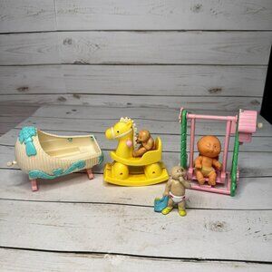 Tomy Cabbage Patch Kids Wind-Up Toy Lot of 5 Rocking Horse Swing Cradle Figures
